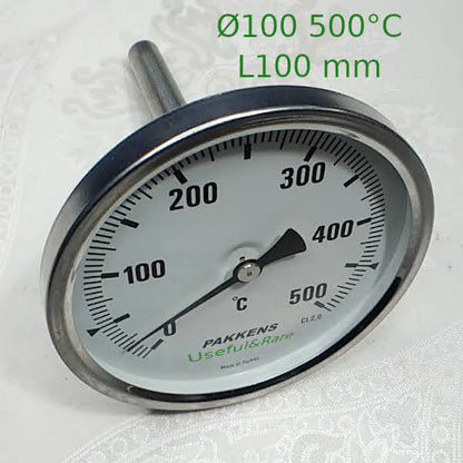 Pizza ovens thermometer ∅100 mm up to 500°C dry stem