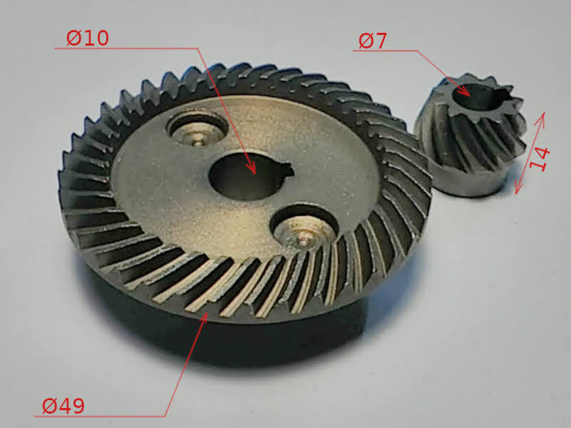 Einhell 125-disc angle grinder gears pair 49*10 h14 d7