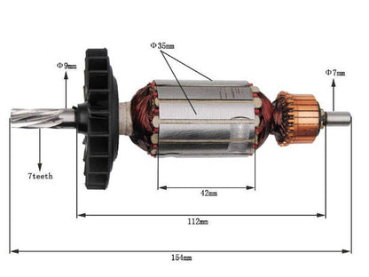 Bosch GBH2-26 rotary hammer motor armature d35 L153-112 t7