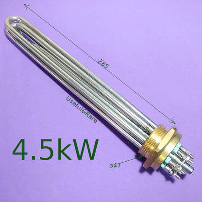 Electric water heating element L285 4.5 kW thread 47 stainless steel