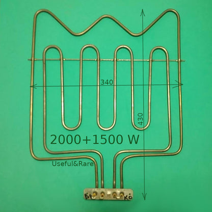 Electric oven Heating element 340*340-430 2000+1500W pins at an angle of 90