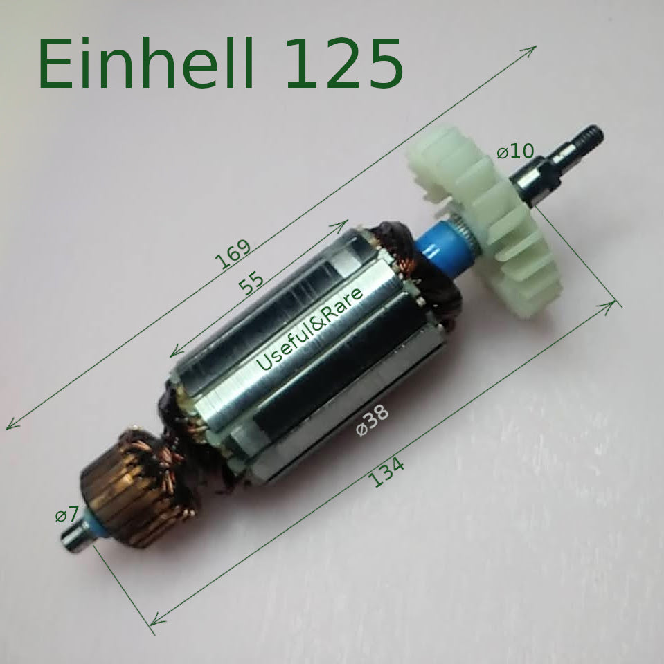 Einhell 125 angle grinders motor armature L169-134 d39 side cut 7mm