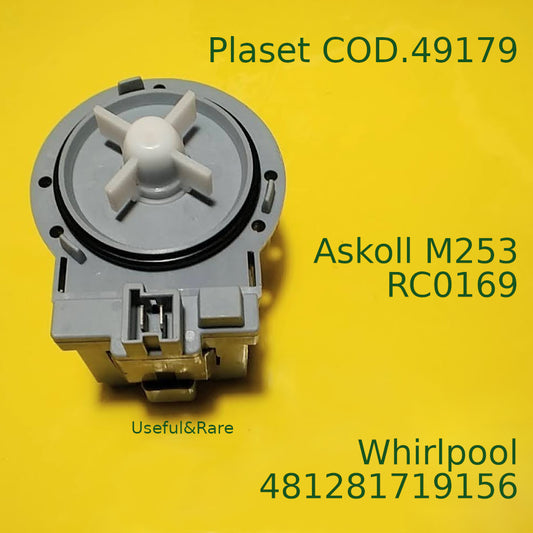 Whirlpool washing machine Drain pump Plaset COD.49179 (481281719156) 25W