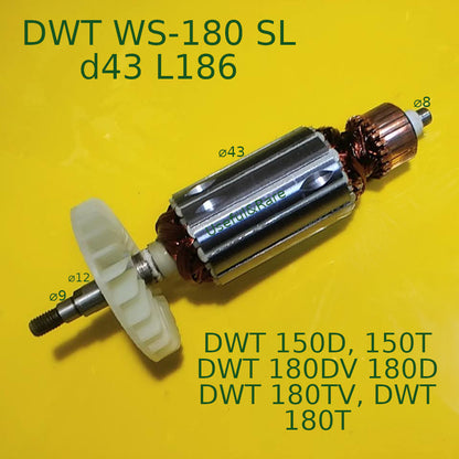 DWT 150/180 angle grinder motor armature d43 L186 12-8-9