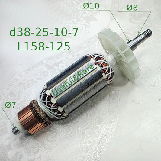 Angle grinder motor armature d38 L158-125 thread 8