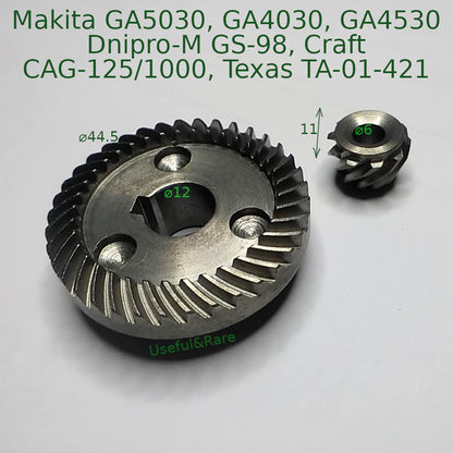 Angle grinders Elprom 125-850W, Makita like Gear drive pair (key)