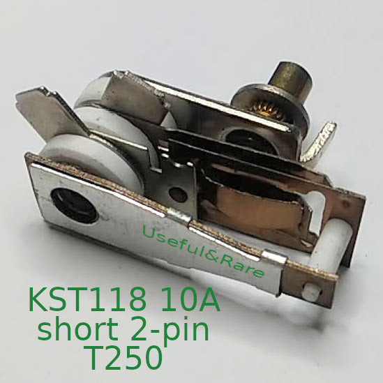 2 short pin bimetallic thermostat KST-118 T250 10A short rod