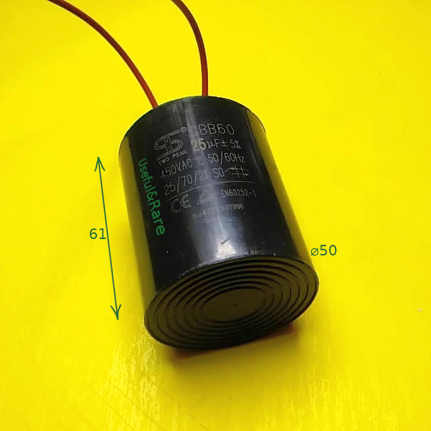 Submersible pump Start capacitor 25µF/450V d50 h61 wired (oil)