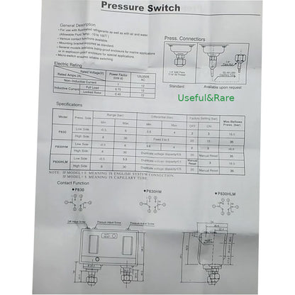 Pressure switch Magic Control MGP506E Low pressure mode -0.7-6 bar