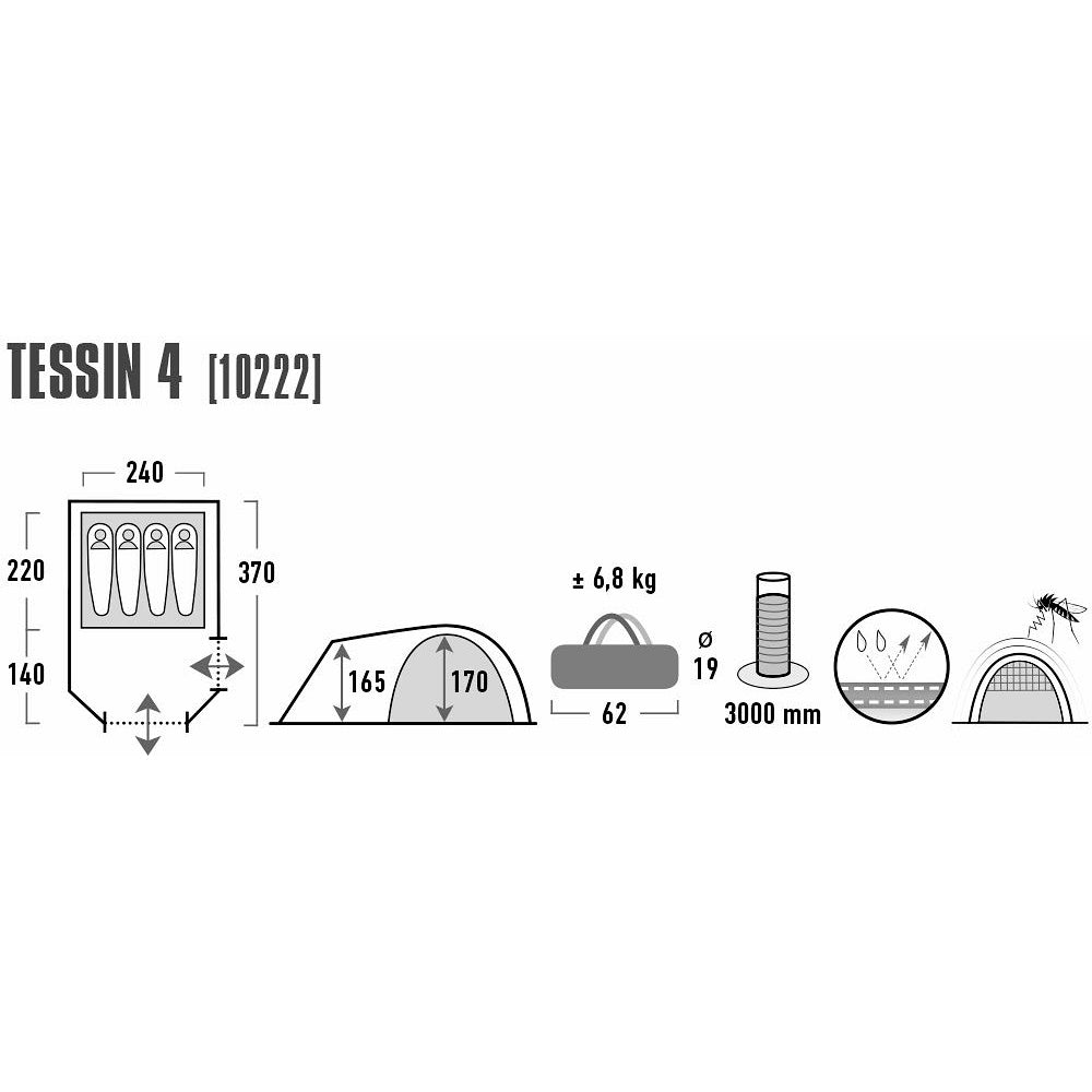 Tent High Peak Tessin 4 Dark Gray/Red (10222)