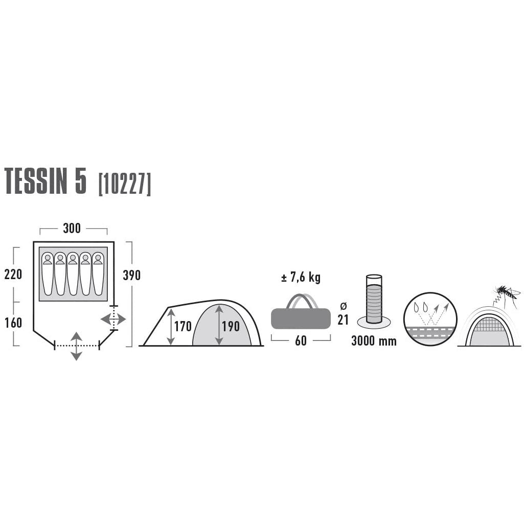 Tent High Peak Tessin 5 Dark Gray/Red (10227)