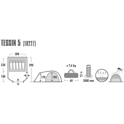 Tent High Peak Tessin 5 Dark Gray/Red (10227)