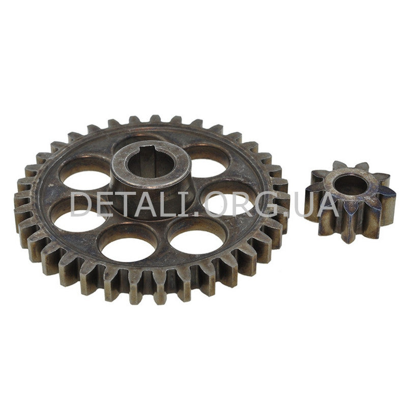 Шестерни (пара) цепной пилы Зенит ЦПЛ-355/1300, Foresta FS-1535S (d1 12*72 /h16/d2 8*23/ h11)