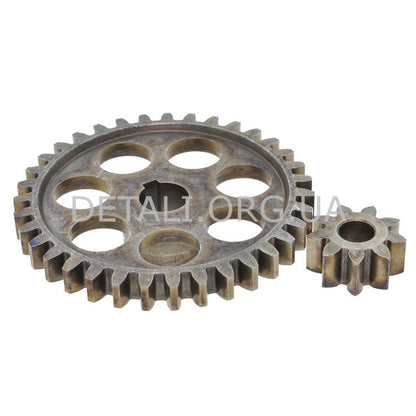 Шестерни (пара) цепной пилы Зенит ЦПЛ-355/1300, Foresta FS-1535S (d1 12*72 /h16/d2 8*23/ h11)